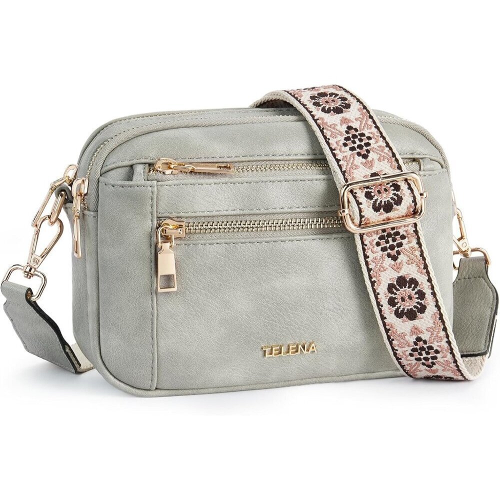 Telena Women Grey Trendy Vegan Leather Shoulder Handbags With Adjustable Strap